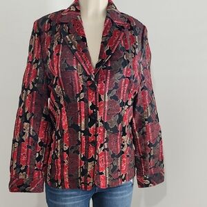 Joni B. Women's Red and Black Blazer Jaket Saze M